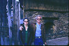 Lois and I on Cannery Row August 1979. BUrned out old building.